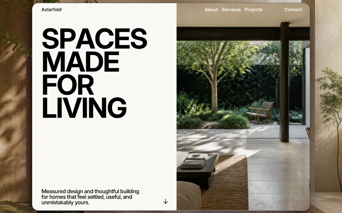 Generated frame: Asterfold — spaces made for living