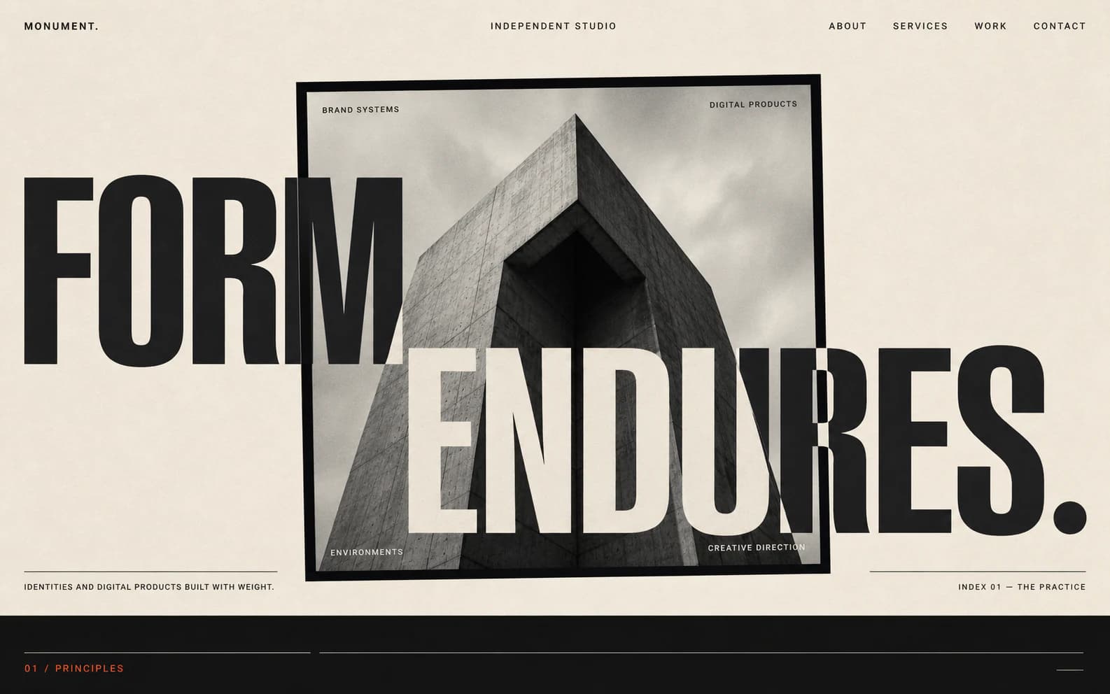 Generated frame: monument — editorial launch page